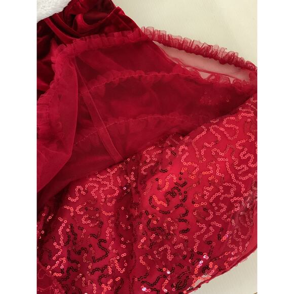 Jona Michelle Red Velvet Christmas Dress 24M/2T Fur Collar & Sequins - Picture 4 of 8
